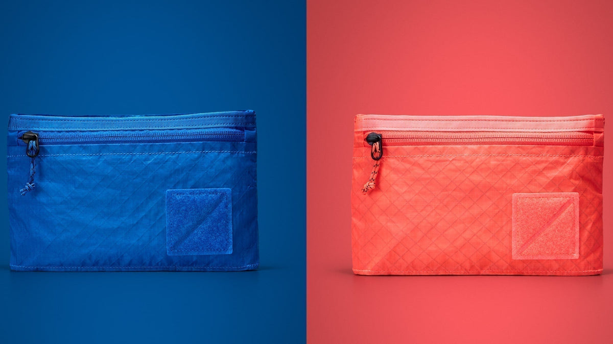 civic flat pouch in blue flame and electric coral