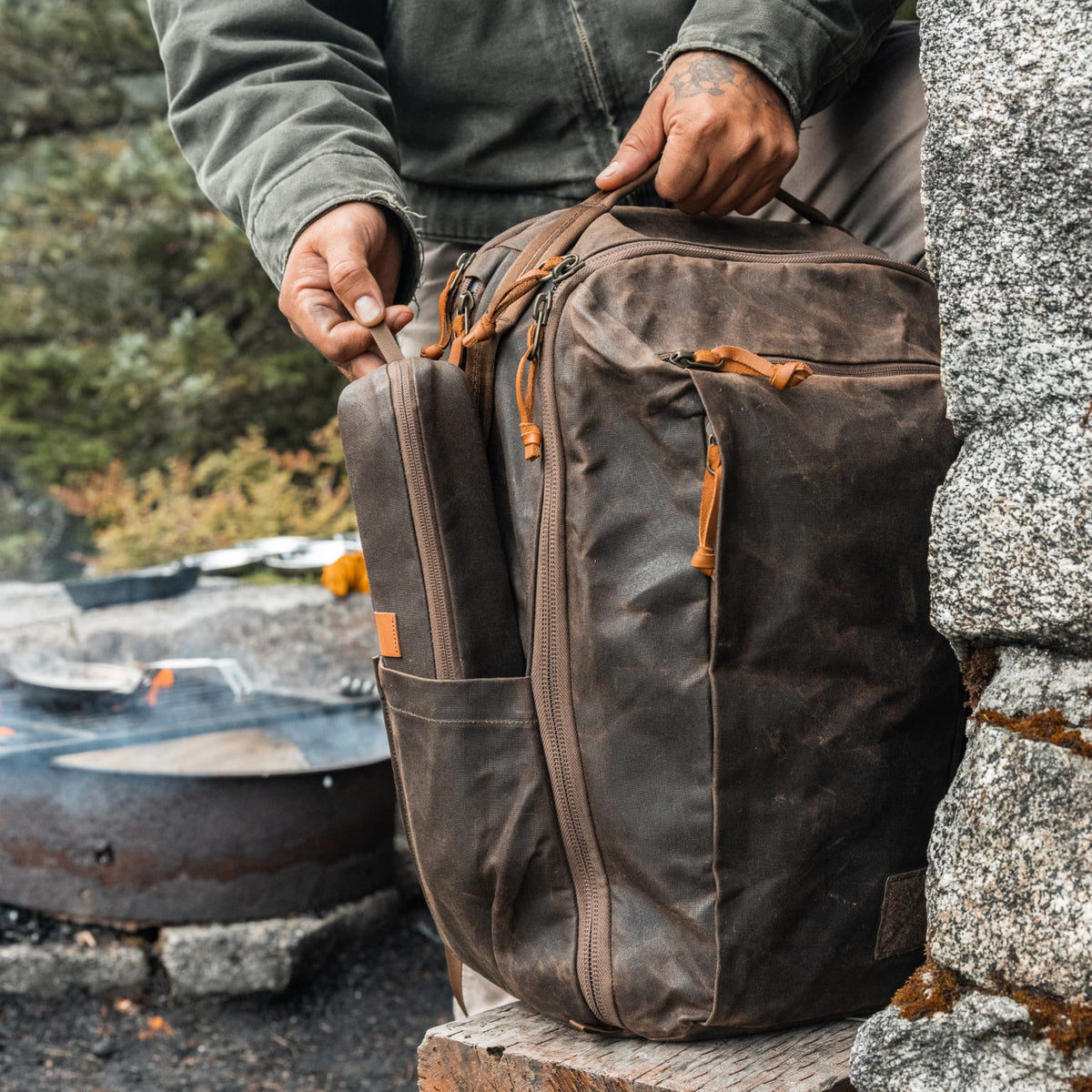 CIVIC Access Pouch 0.5L Waxed Canvas Tan fits in CTB