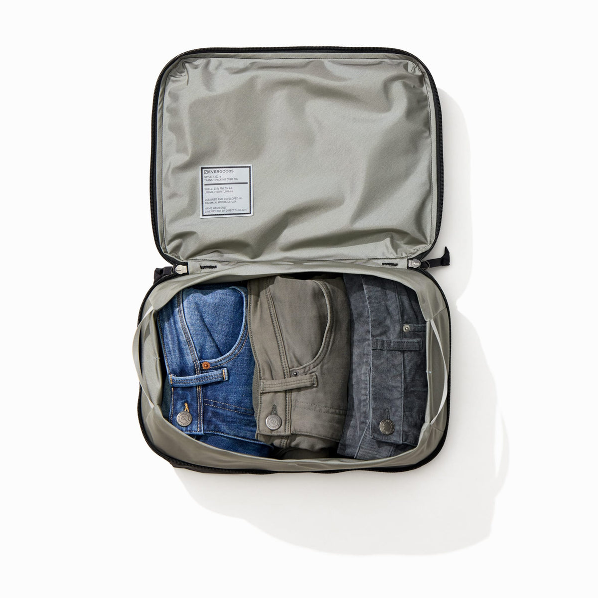 Transit Packing Cube 10L in Black - packed with 3 pairs of pants Transit Packing Cube 10L in Black - packed with 3 pairs of pants [13021a-BLK