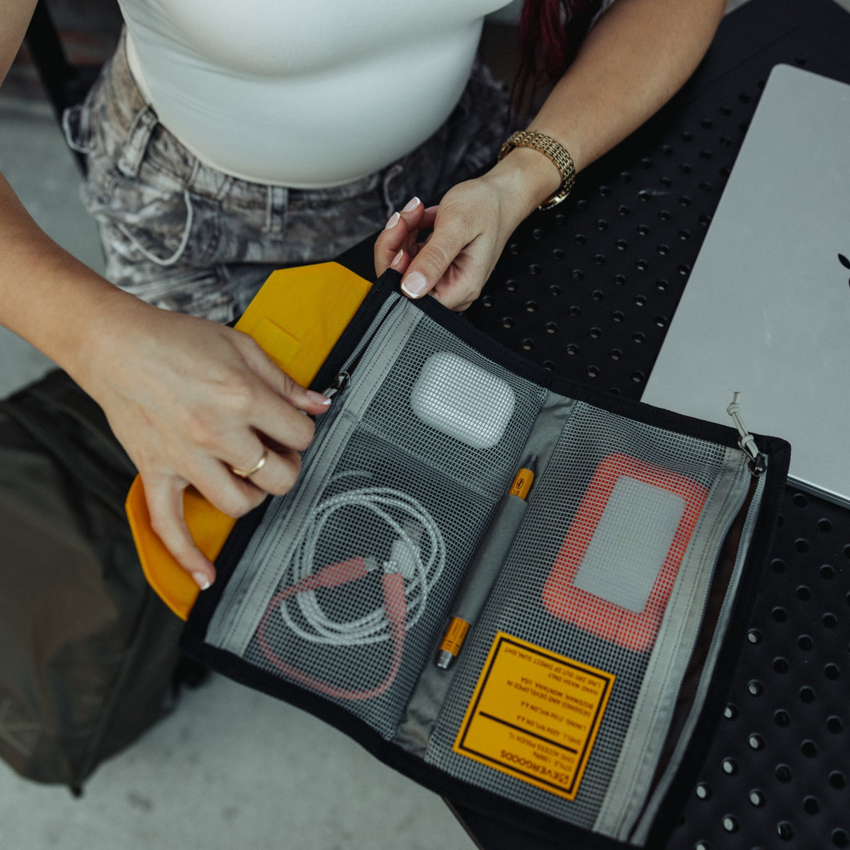 CIVIC Access Pouch 1L in Expedition Yellow - Internal pocket access desk setup [13009a-EXY]