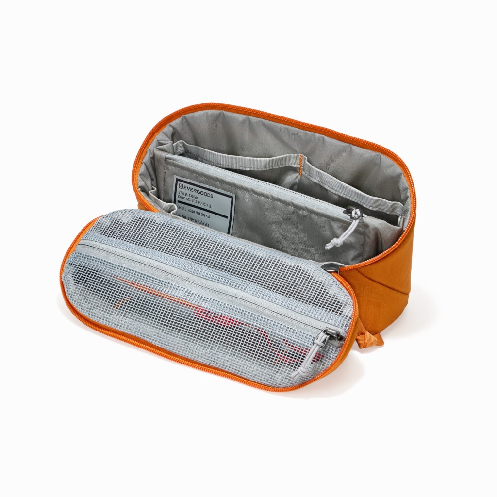 CIVIC ACCESS POUCH 2L Burnt Orange CAP2 open [13006a-BRO]