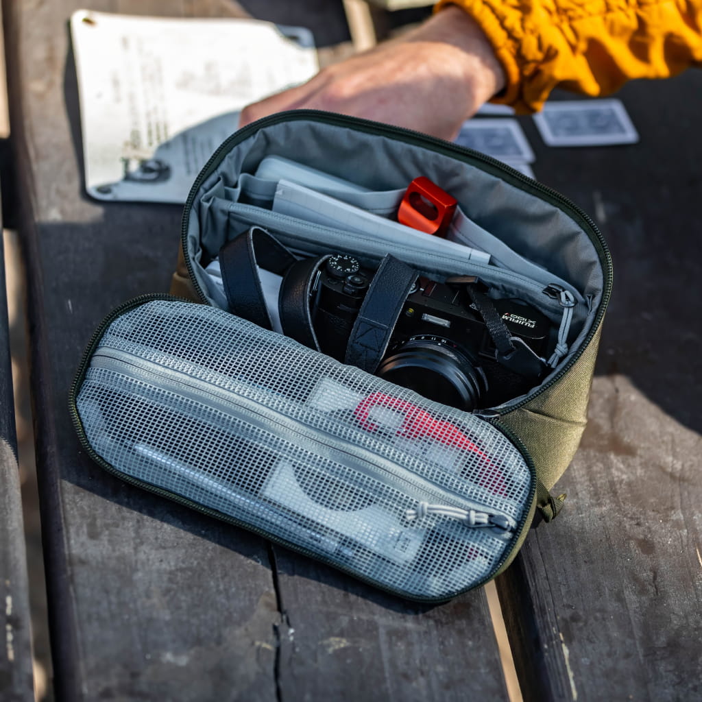CIVIC Access Pouch 2L - CAP2 - OD Green - Open and packed Yellowstone [13006a-ODG]