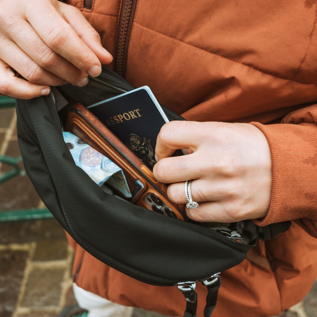 CIVIC Access Sling 2L in Solution Dyed Black - passport and phone hidden [13011c-SBK]
