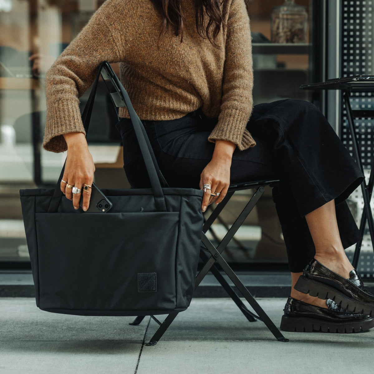 CIVIC Daily Tote 24L in Solution Dyed Black - CDT24 - side access drop in pockets working remotely [13024a-SBK]