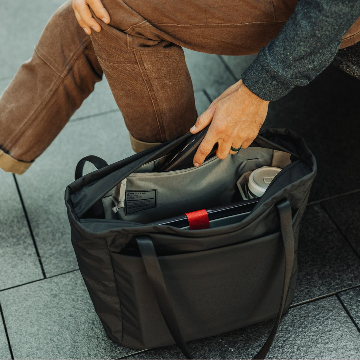 CIVIC Daily Tote 24L in Solution Dyed Black - CDT24 - hidden security pocket [13024a-SBK]