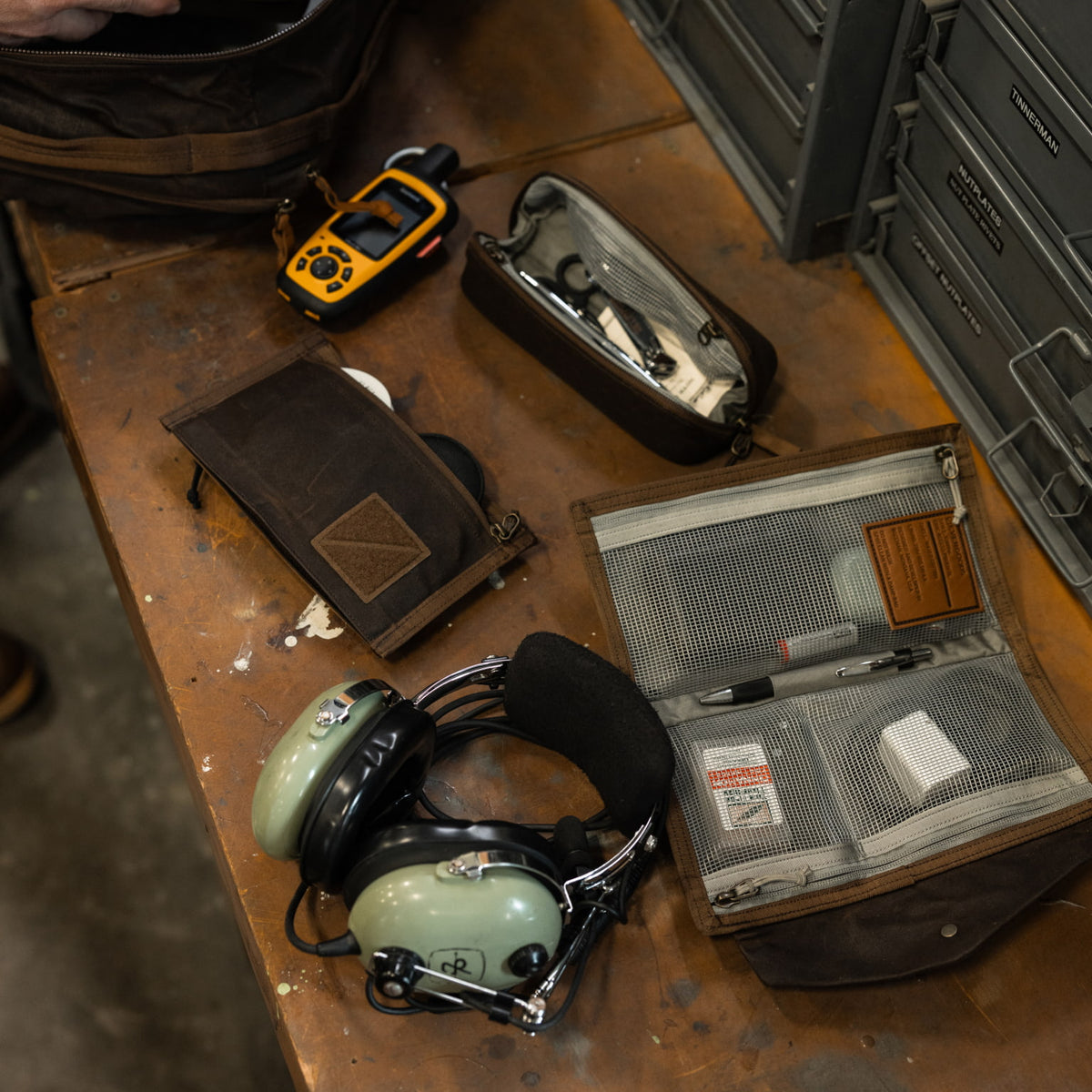 CIVIC Flat Pouch - Waxed Canvas Aviation Tools