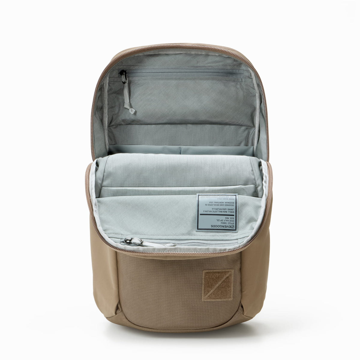 CIVIC Half Zip 22L in Fossil Brown - half zip opening [13003d-FBN]