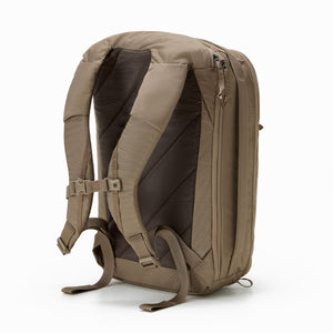 CIVIC Panel Loader 24L in Fossil Brown - breathable back panel 