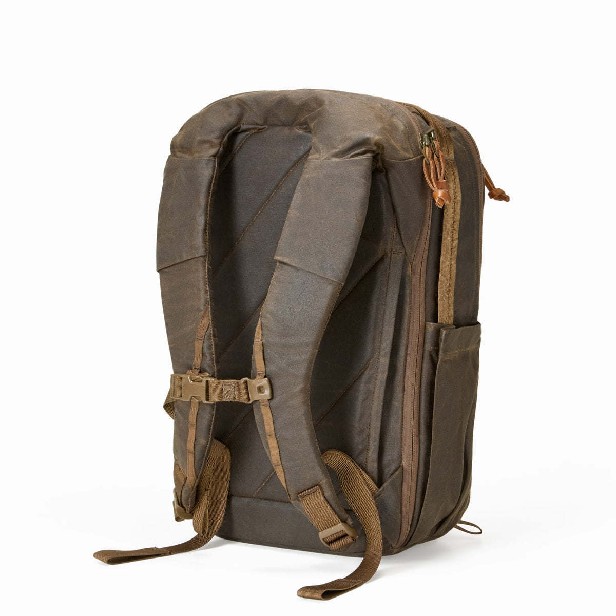 CIVIC Travel Bag 20L in Waxed Canvas - Waxed Tan - Back Panel [13019cc-WTN]