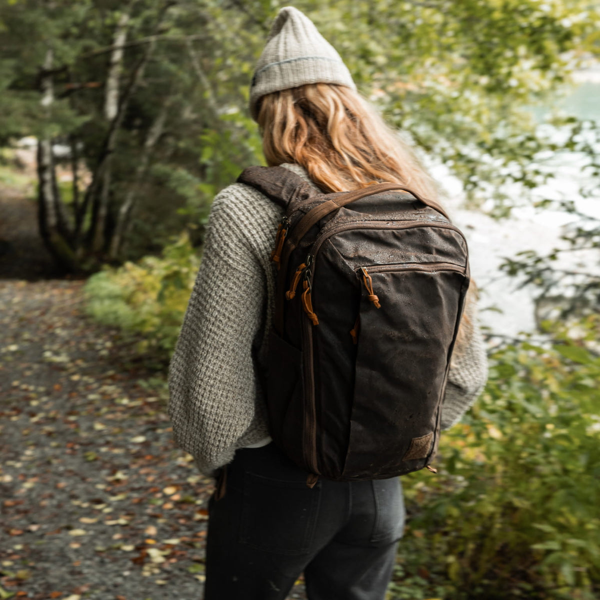 CIVIC Travel Bag 20L in Waxed Canvas - Waxed Tan - Rear View [13019cc-WTN]