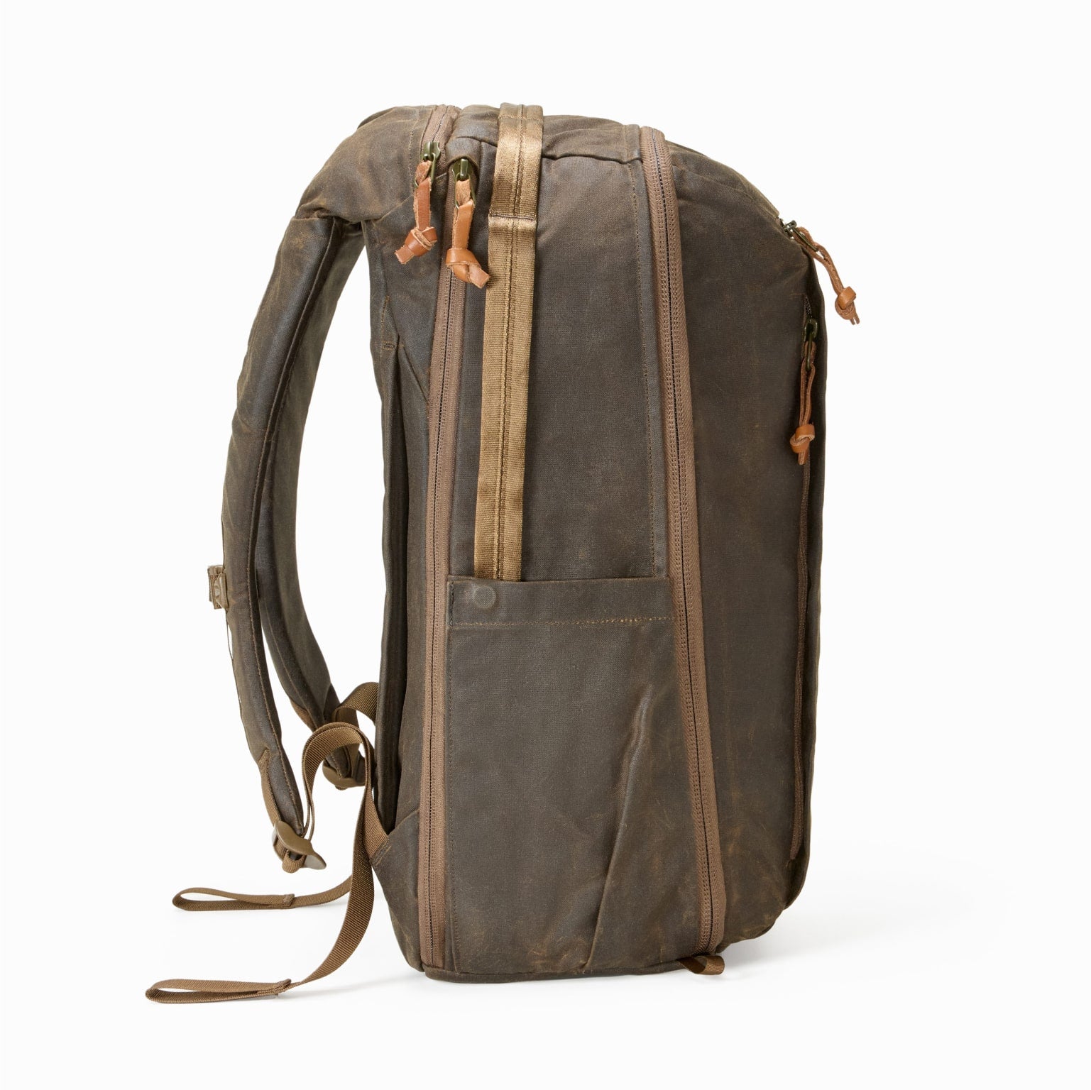 CIVIC Travel Bag 26L in Waxed Canvas - Waxed Tan - Side View [13012cc-WTN]