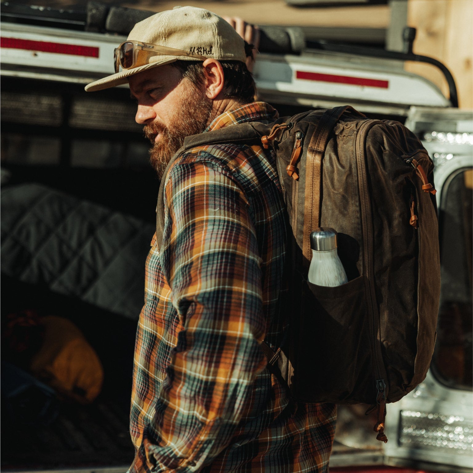 CIVIC Travel Bag 26L in Waxed Canvas - Waxed Tan - side profile [13012cc-WTN]