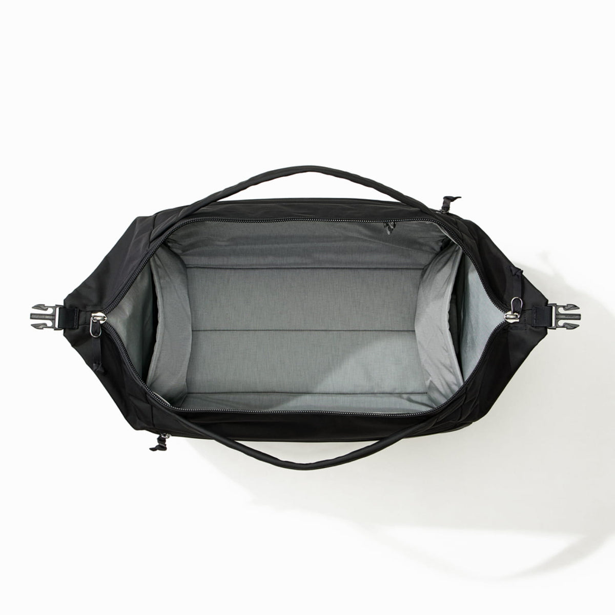 Transit Duffel 35L in Solution Dyed Black - unpacked aerial view [13014d-SBK]