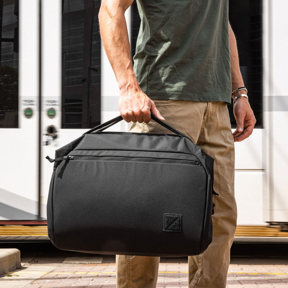 Transit Duffel 35L in Solution Dyed Black - top handle [13014d-SBK]