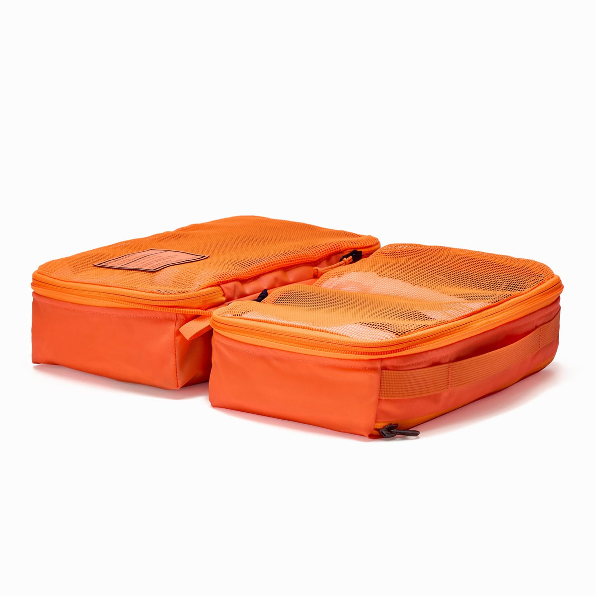 Transit Packing Cube 8L in Hot Orange open and flat on table [13015a-HTO]